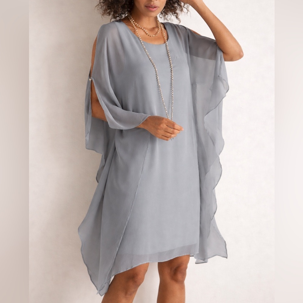 Soft Surroundings | Women's Icon Morlaix 100% Silk Chiffon Flowy Dress Size XS